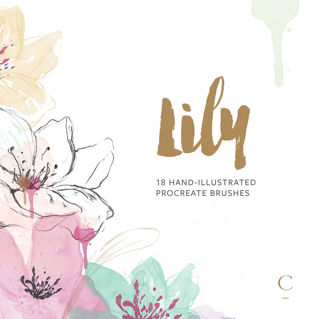 Lily, 18 Floral Procreate Brushes - Procreate Stamps - Flower Stamps ...