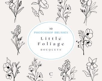 10 Photoshop Stamps - Botanical Photoshop Brushes - Floral Bouquets - Flower Arrangements - Photoshop Brush - Little Foliage Bouquets