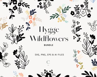 Wildflower SVG Bouquets Commercial Use - Floral SVG & PNG - svg files for Cricut, Silhouette - Flowers svg - Spring svg - Hygge Wildflowers