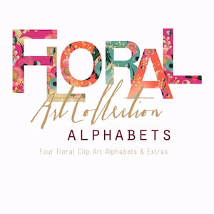Floral Art Collection | Alphabet Flower Clip Art | 4 Different Alphabets Included | Poppy Heads | Ditsy Florals | Create the Cut