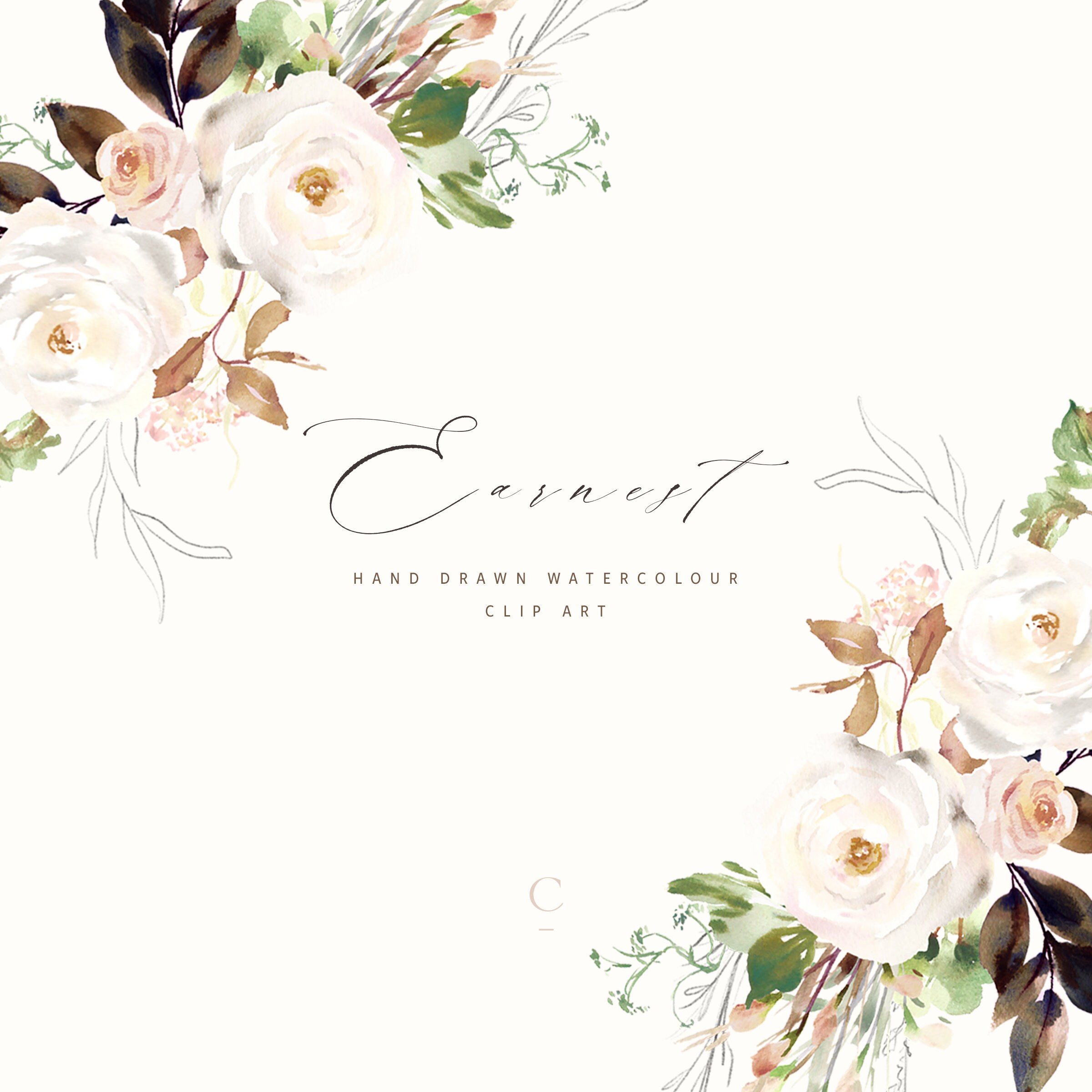 Watercolor Floral Clipart Watercolour Flower Clip Art Rose | Etsy