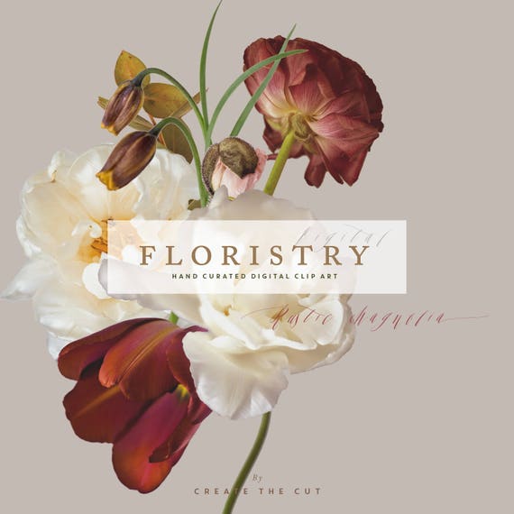 Real Flower Clip Art - Floral Clipart - Lily PNG - Floral Arrangement PNG - Digital Art - Branding - Logo Design - Wedding - Rustic Magnolia