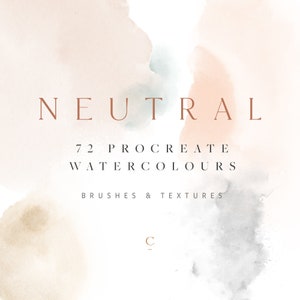 72 Aquarel Procreate stempels - Procreate penselen - Aquarel stalen stempels - Aquarel splatter - Aquarel textuur stempels - Neutraal
