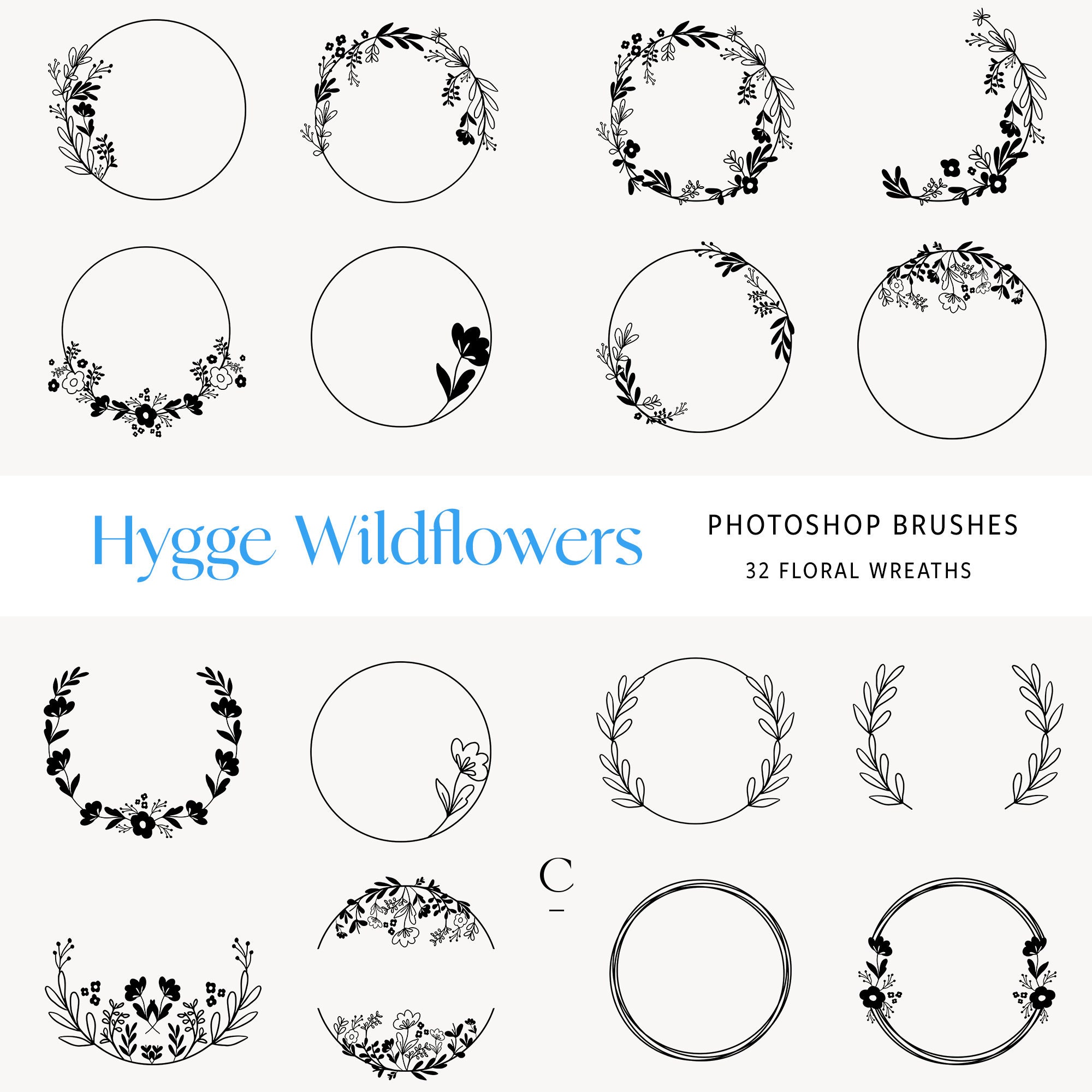 32 Floral Wreath Brushes Wreath Stamp Etsy UK