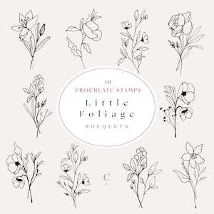 10 Procreate Stamps - Botanical Procreate Brushes - Floral Bouquets ...