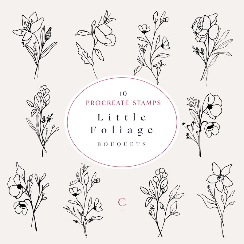 10 Procreate Stamps - Botanical Procreate Brushes - Floral Bouquets ...