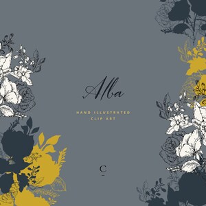 Alba | Handgetekende Vintage Clip Art | Met de hand geïllustreerde botanische clip art | Botanische Rozen | Botanische Fox Glove | Maak de Cut