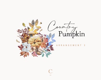 Autumn Watercolor Fall Clipart Arrangement 3, Watercolor Wreath Autumn Clipart, Watercolor Pumpkin, Fall Wedding, Country Clipart, Rusty png