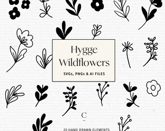 Wildflower SVG Commercial Use | Floral SVG and PNG Files | svg files for Cricut and Silhouette | Flowers svg | Spring svg | Hygge Wildflower
