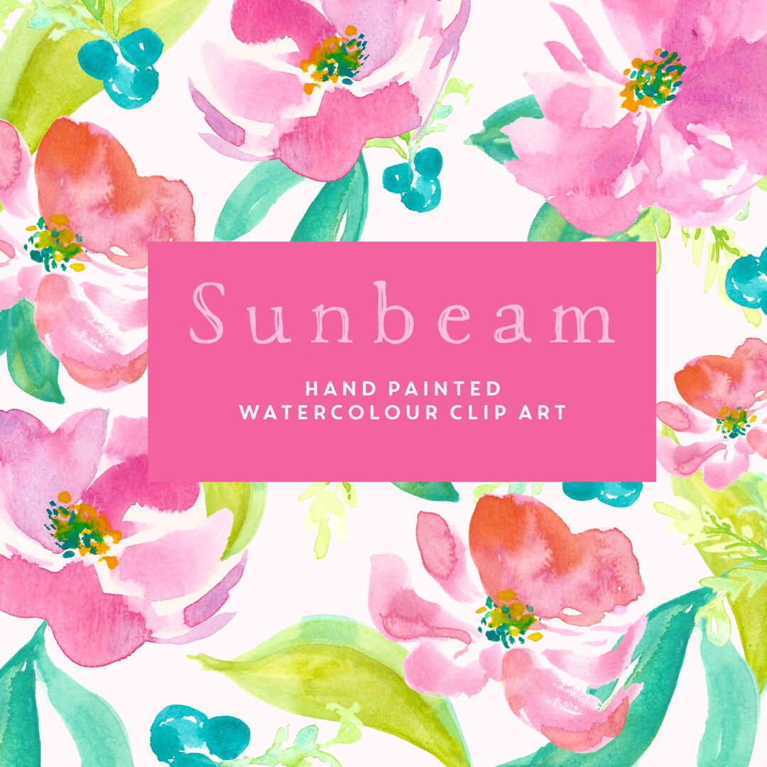 Flower Watercolor Clipart Floral Clip Art Watercolor Flowers Pink