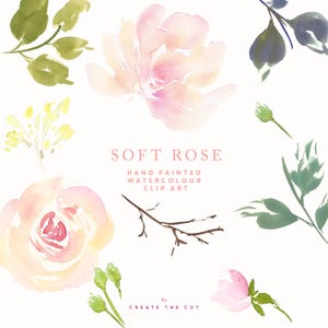 Soft Watercolour Roses Soft Rose | Hand-painted Watercolour Rose Clip Art | Pink and Peach ...