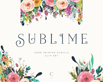 Sublime | Hand-Painted Flower Clip Art Collection | Roses | Syringa Josee Dwarf Lilac | Oregon Grape & Pink Pagoda Berries | Create the Cut
