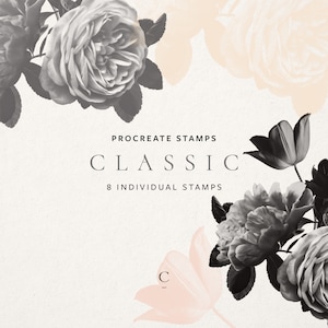 Real Flower Procreate Brushes, Procreate Stamps, Flower Stamps, Procreate Rose, Floral Stamp Peony, Tulip, Commercial Use - Classic