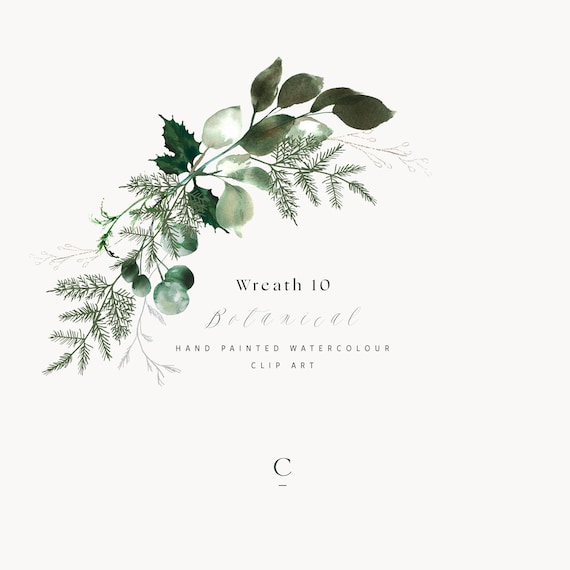 Clip Art Watercolor Eucalyptus Wreath Bundle & Greenery Clipart Clipart ...