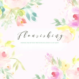 Flourishing | Flower Watercolour Clip Art | Yellow Honeysuckle | Pink Morning Glory | Pink Foxgloves | Create the Cut