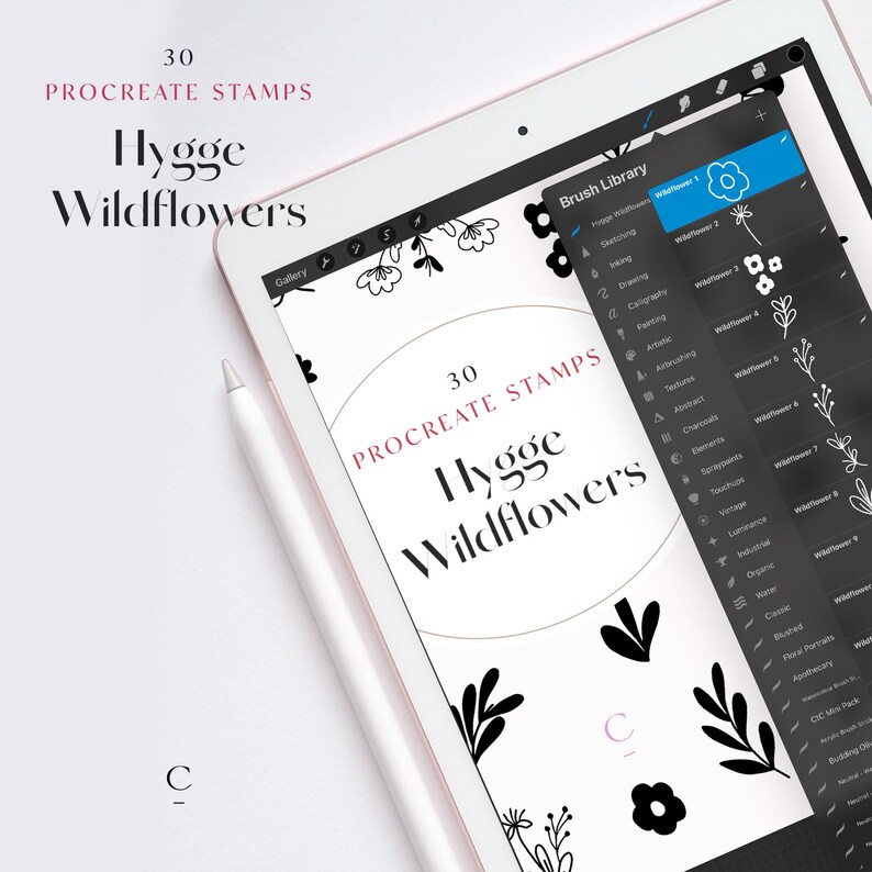 30 Hand Drawn Procreate Wildflower & Foliage Brushes - Procreate ...