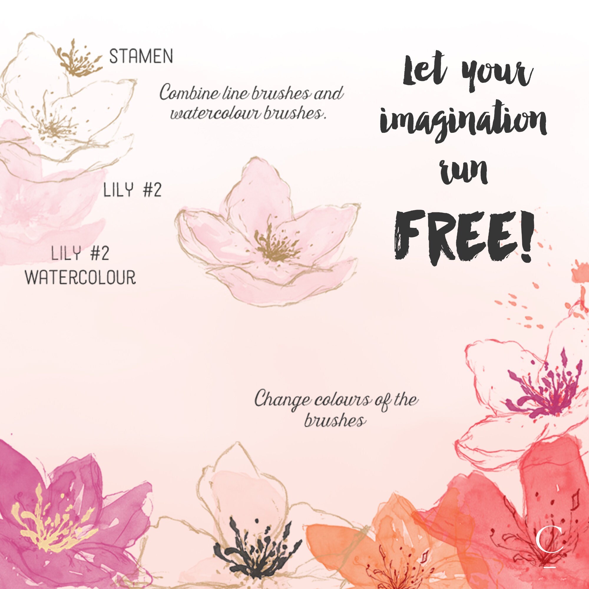 Lily, 18 Floral Procreate Brushes - Procreate Stamps - Flower Stamps ...