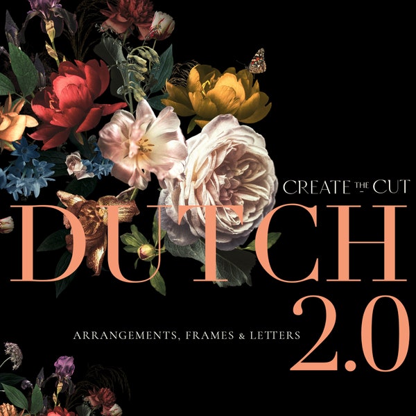 Dutch 2.0 Floral Arrangements, Frames, Banners & Floral Alphabet, Flower Clip Art, Digital Floristry Art, Digital Art, Real Floral Clipart,