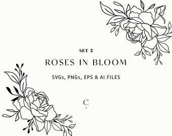 Flower SVG | Roses In Bloom Set 2 | Flowers for Cricut | Silhouette | Commercial Use SVG| EPS, Vector Florals| Floral Arrangement