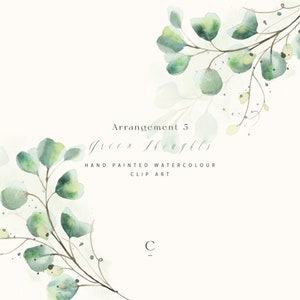 Eucalyptus Watercolor Greenery Clipart Arrangement - Watercolor Bouquet png - Watercolor Clipart - Wedding Greenery - Green Thoughts 5