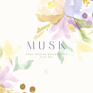 Musk | Aquarel Bloem Clip Art | Handgeschilderde grafische | Paarse Viooltjes | Maïs Narcissen | Bessen | Verfraaiingen | Maak de Cut