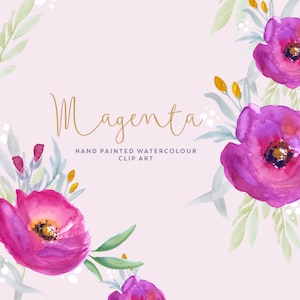 Hand Painted Watercolor Flower Clipart - Floral Clipart - Petunia Clipart - Commercial Use - Digital Download - PNG - Magenta