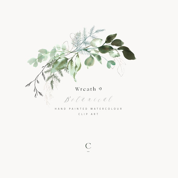 Clip Art Watercolor Eucalyptus Wreath Bundle & Greenery Clipart Clipart ...