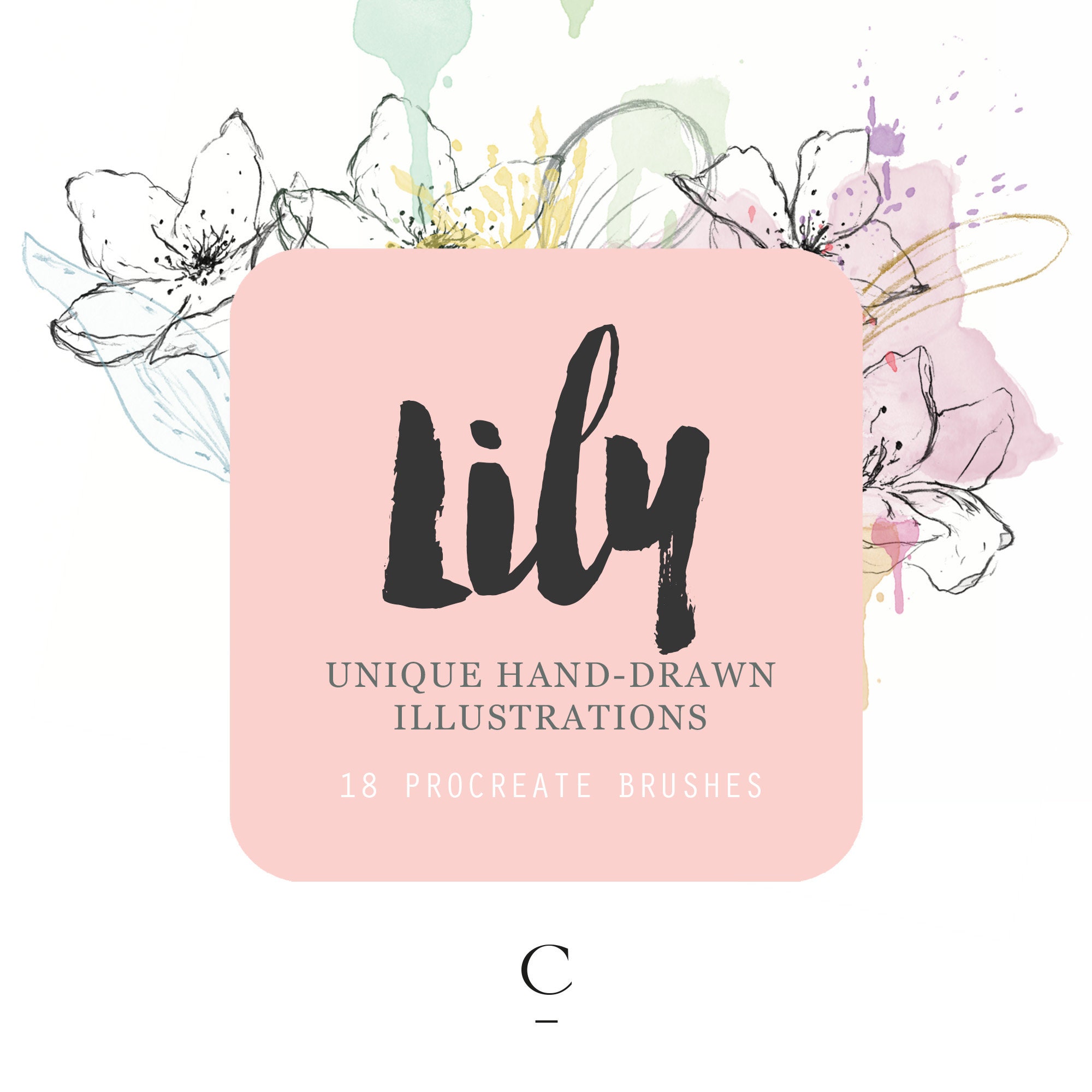 Lily, 18 Floral Procreate Brushes - Procreate Stamps - Flower Stamps ...