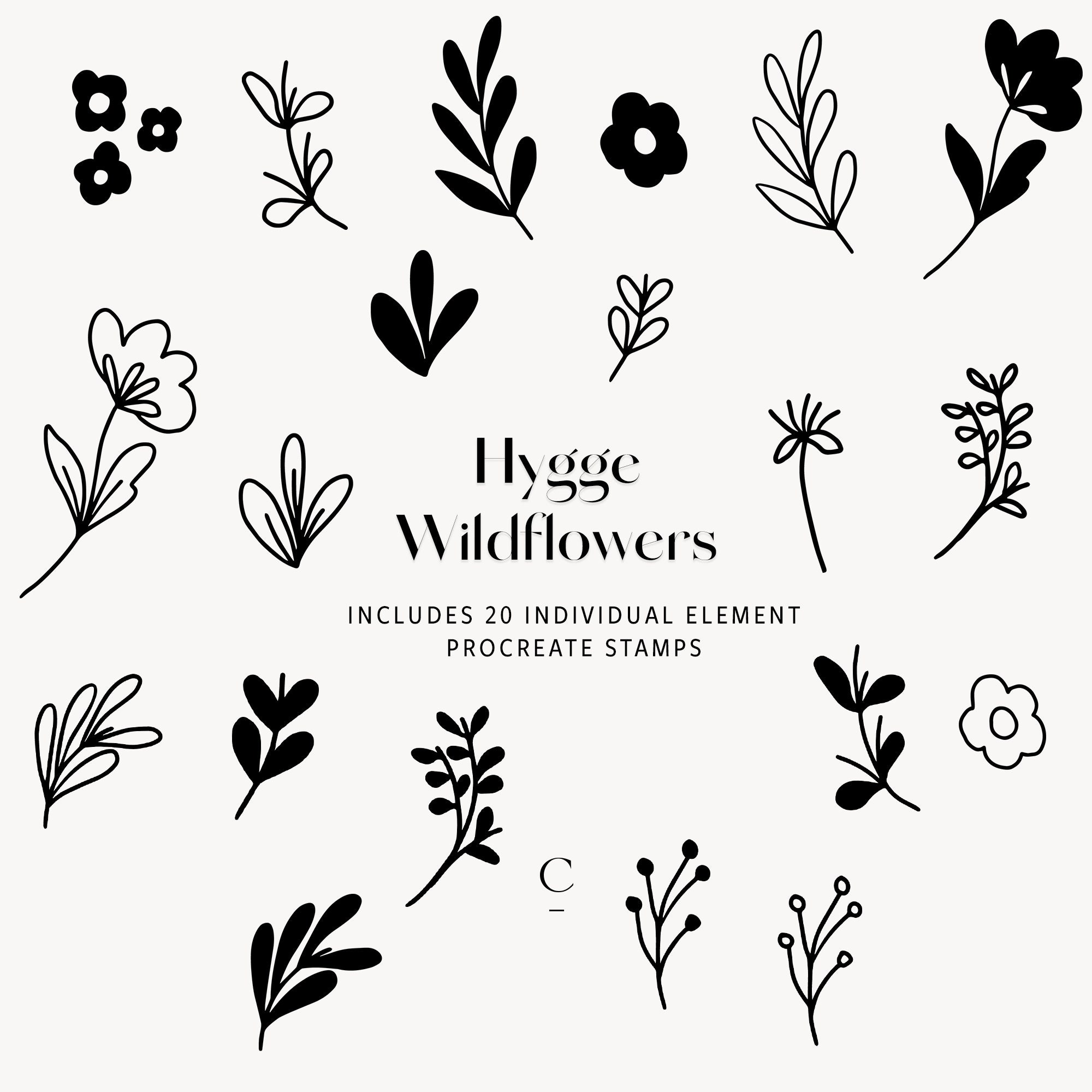 30 Hand Drawn Procreate Wildflower & Foliage Brushes - Procreate ...