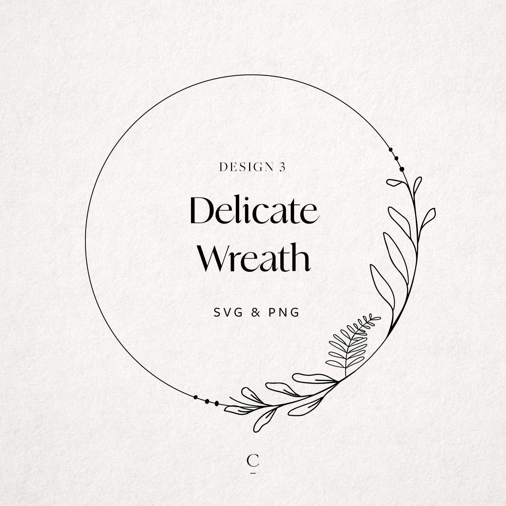 Premium Floral Wreath SVG - svg files for cricut - monogram svg - wedding svg - wreath svg - flower line art - wreath clipart - Design #3