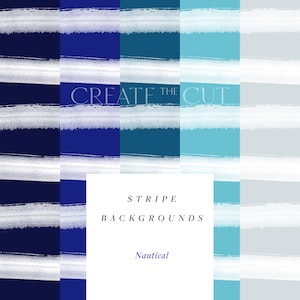 Nautical | Watercolour Stripes Digital Papers in Blue Hues | 12" x 12" Printable | Commercial Use | Create the Cut