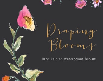 Draping Blooms | Watercolour Flowers | Hand-Painted Clip Art | Shirley Poppies | Chrysanthemum Daisies | Create the Cut