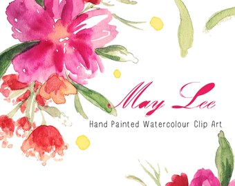 May Lee | Watercolour Flowers | Hand-Painted Clip Art | Chinese Peonies | Plum Blossom | Create the Cut