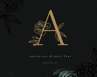 Apothecary Botanical Display Font - Gold Foil Alphabet Clipart - Botanical Font - Rose Apothecary Font - Monogram Font - Free Gifts Included