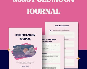 2026 Full Moon Journal - Lunar Rituals, Affirmations & Crystal Guide | Printable Moon Workbook | Digital Download