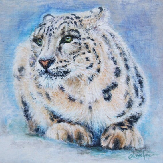 Snow Leopard original fine art acrylic painting | Etsy