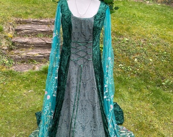May Queen Woodland Beltane Fairycore boho gown  renaissance medieval pagan Celtic handfasting wedding gown / dress 8 to 14