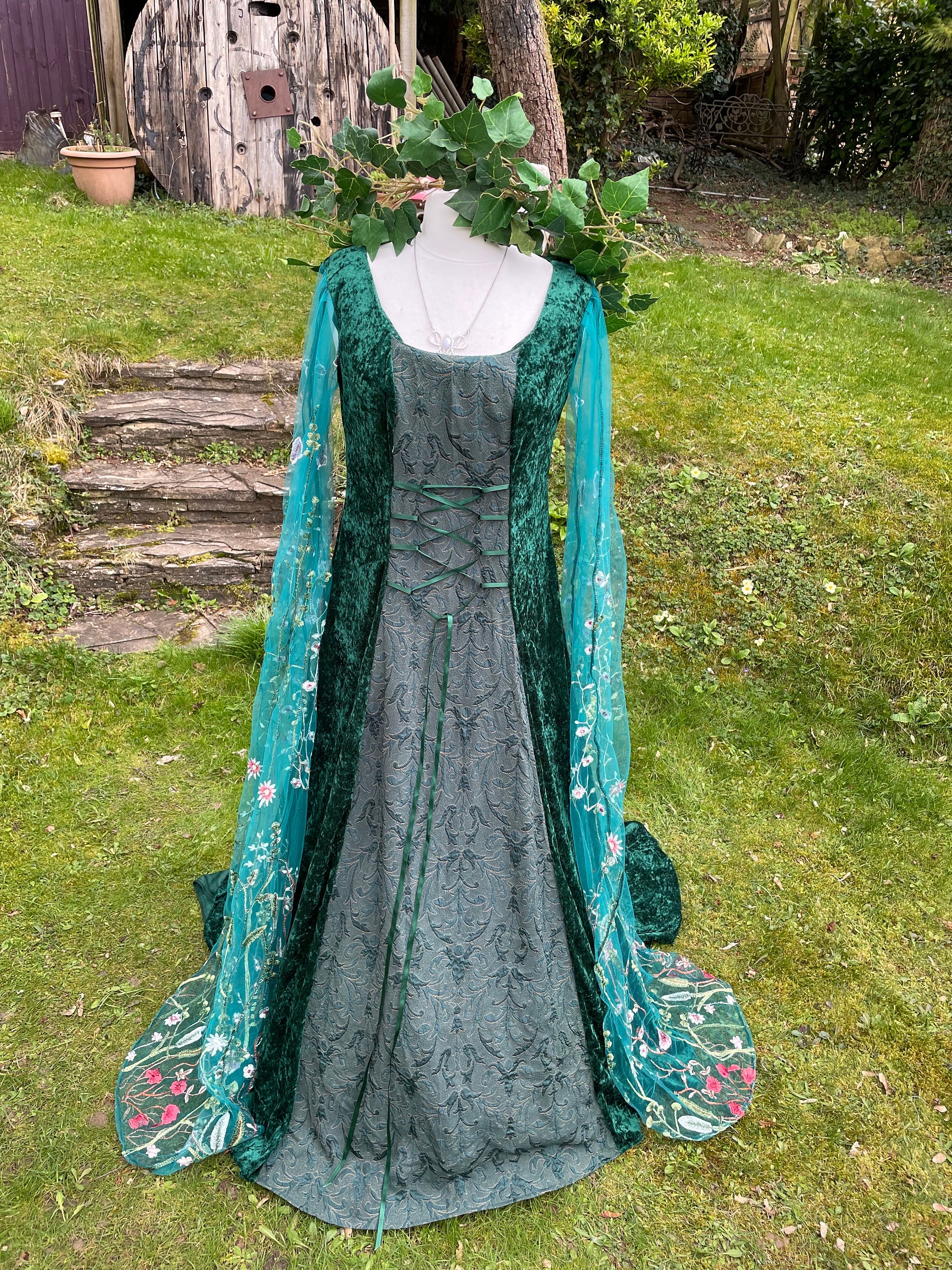 May Queen Woodland Beltane Fairycore Boho Gown Renaissance