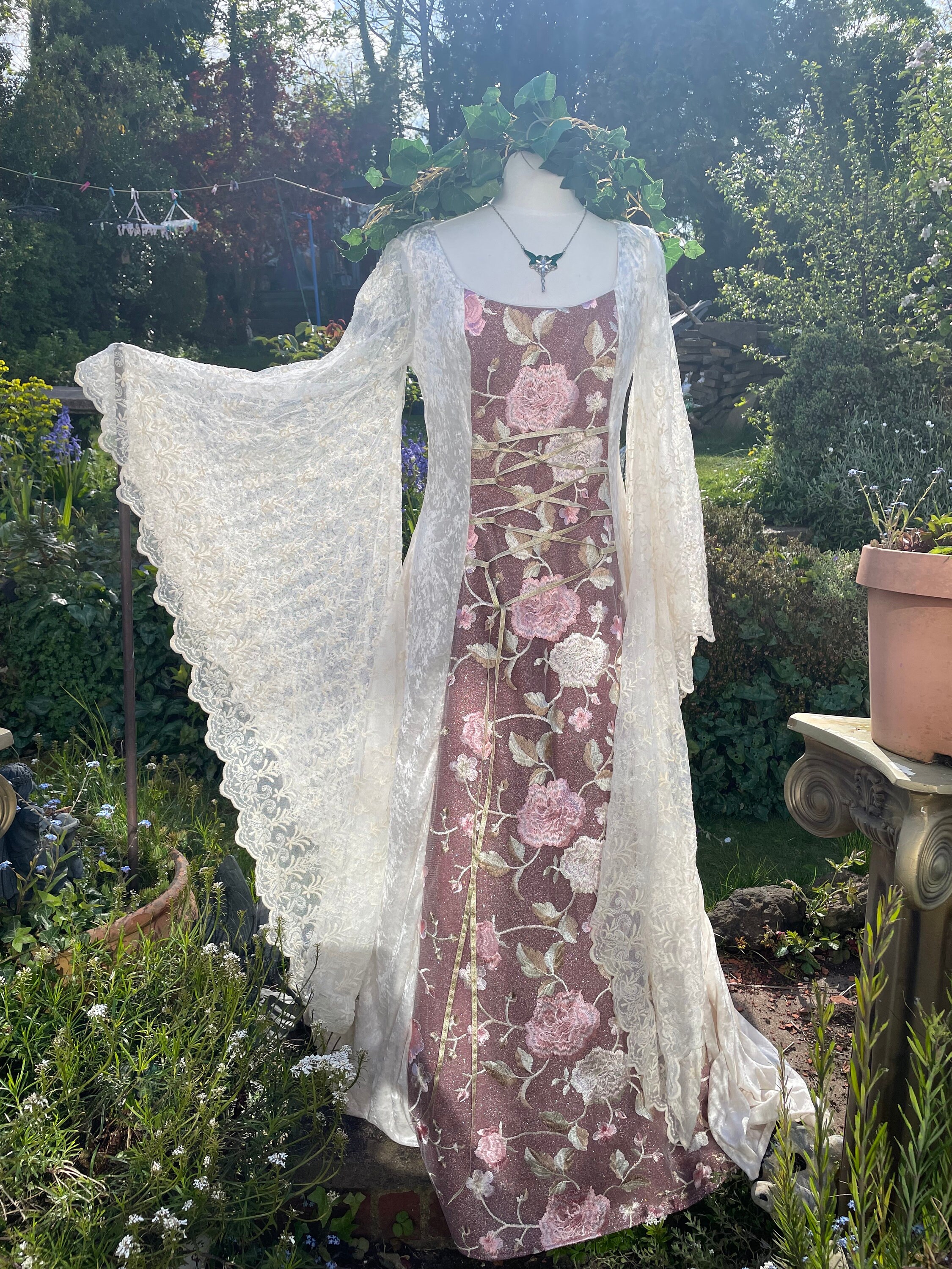 Fairycore Ivory & Dusky Pink Celtic Bride Elfcore Meadow Boho Promcore Fairycore Ivory & Dusky Pink Celtic Bride Elfcore Meadow Boho Promcore