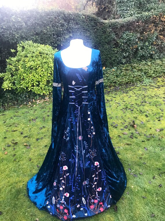 Teal Bespoke Celtic Pre Raphaelite Accolade Fairy Medieval Etsy