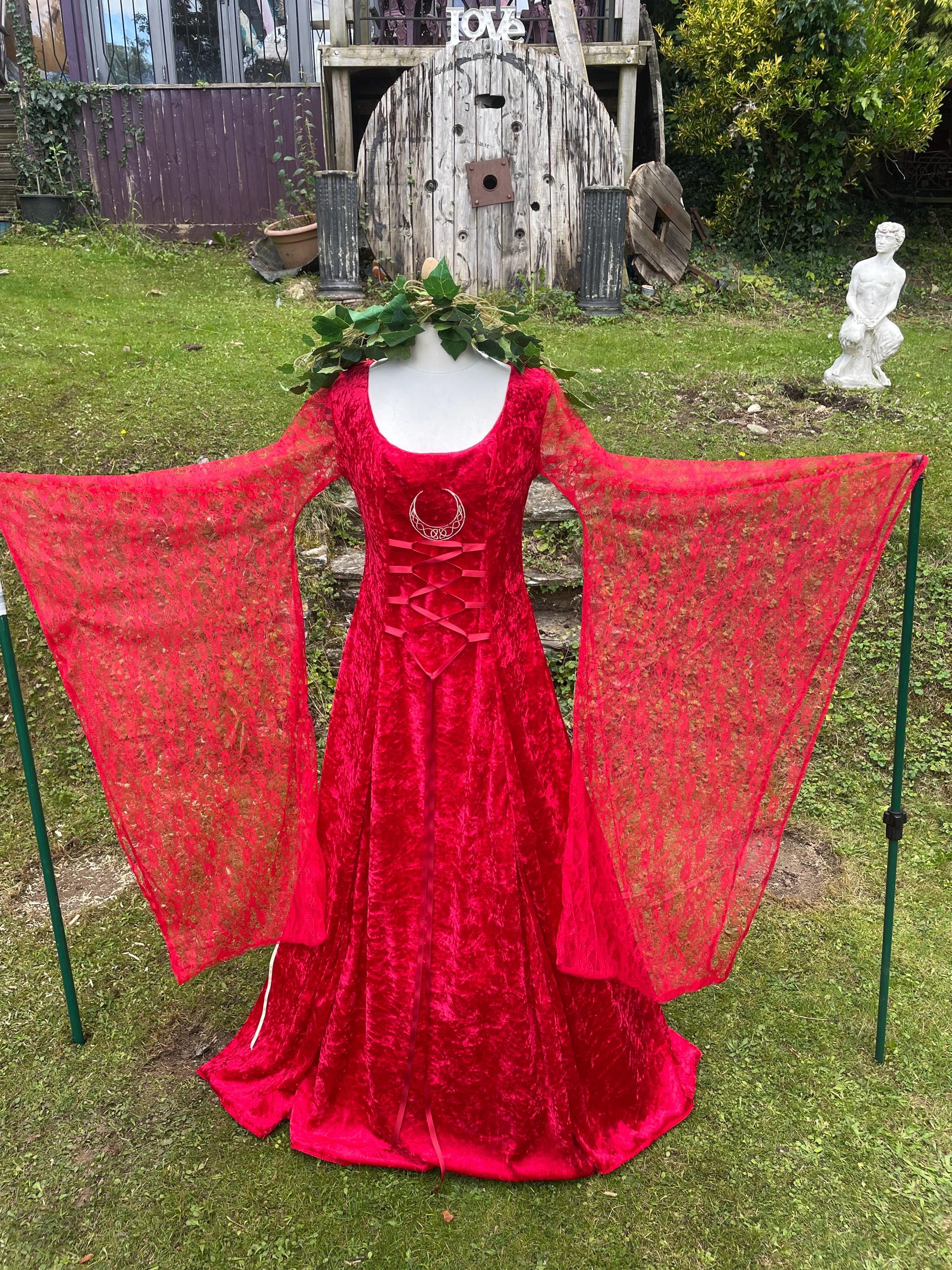 Red & Gold Peacock Gothic Samhain Halloween Ball Gown Meadow Boho  Renaissance Vampire Medieval Pagan Celtic Handfasting Gown Wedding Dress -  Etsy