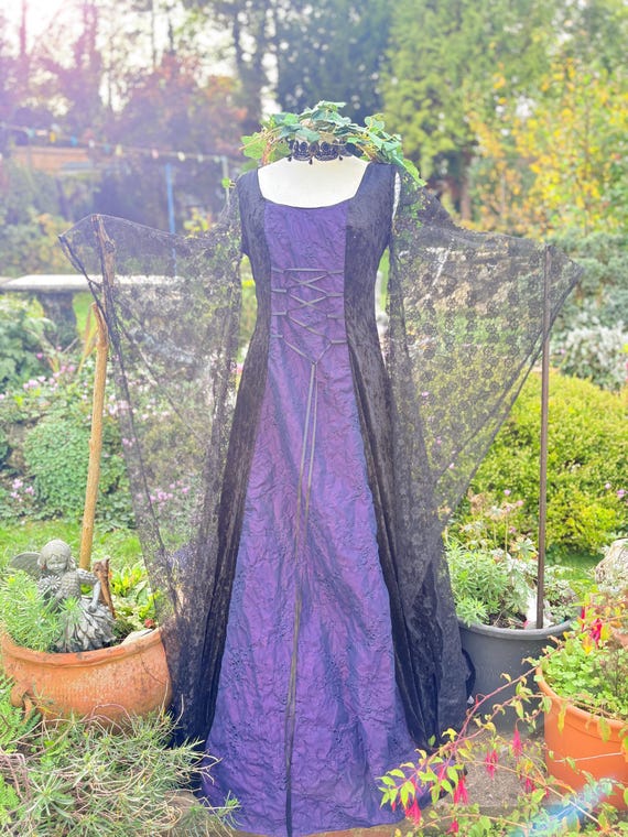 purple celtic wedding dress Rowena a Medieval Pagan Elvish Custom Made Hand Fasting Wedding Dress