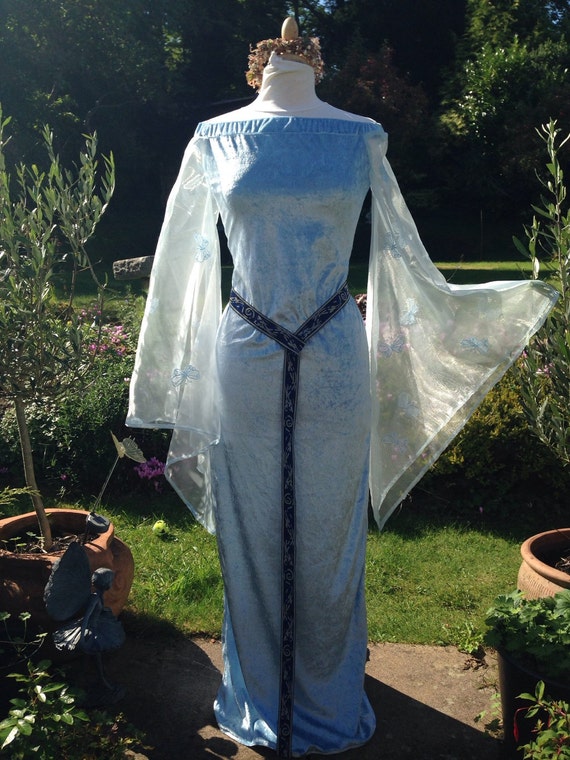 Bespoke Frozen Celtic Off The Shoulder Baby Blue Medieval Etsy