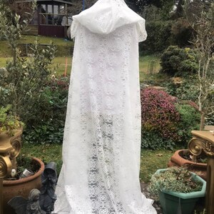 Stunning Celtic knotwork lace pale ivory Renaissance boho medieval fairycorr wedding Pagancore handfasting cloak image 5