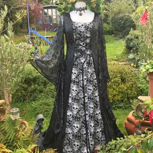 Black Gothic steampunk boho renaissance Vampire medieval pagan Celtic handfasting gown / wedding dress