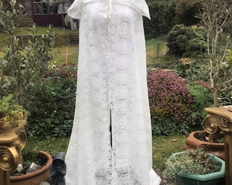 Stunning  Celtic knotwork lace pale ivory Renaissance boho medieval fairycorr wedding Pagancore handfasting cloak
