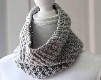 Soft Knit Cowl Scarf in Neutral Colors - Wool Neck Warmer for Women