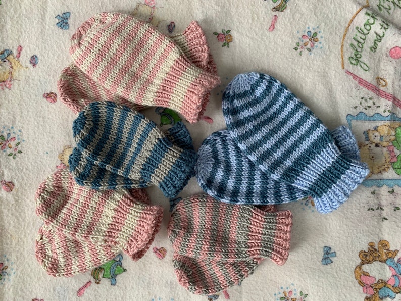 Striped Baby Mittens Knitting Pattern Toddler Mittens image 5