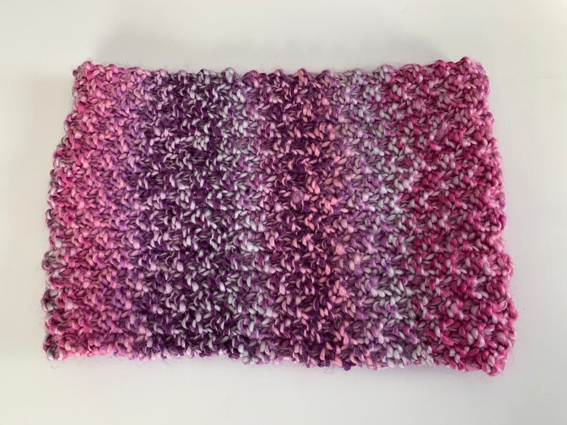 Multicolor Cowl Scarf Hand Knitted in Natural/Blue or Blue/Green or Pink/Purple or Orange/Teal image 6