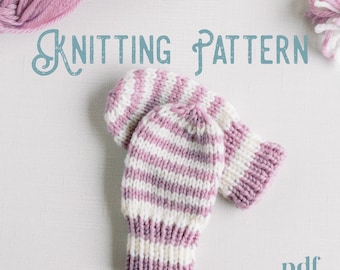 Striped Baby Mittens Knitting Pattern – Thumbless, No Scratch (PDF Pattern)